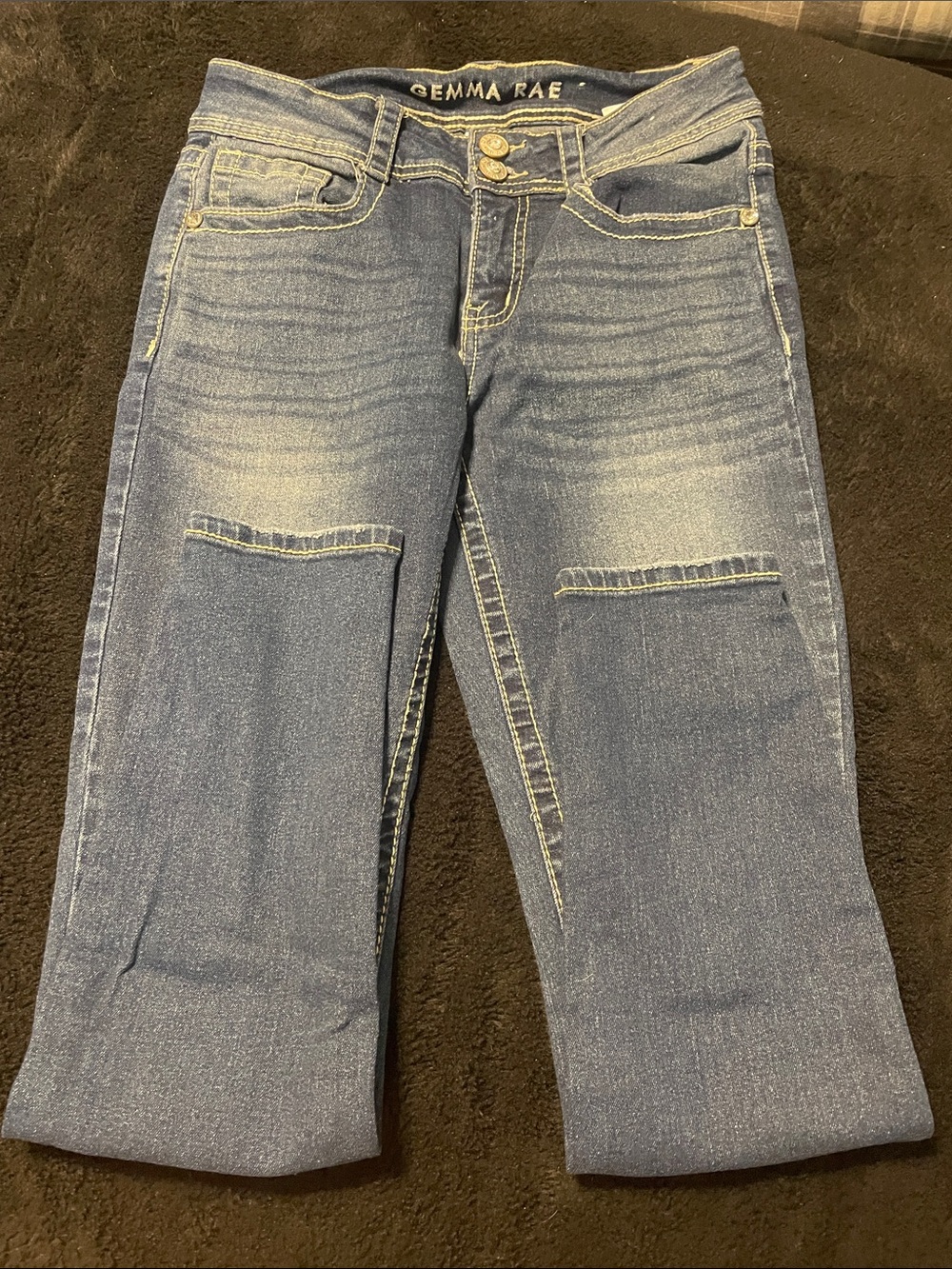 Women's Blue Stretch Cropped Jeans